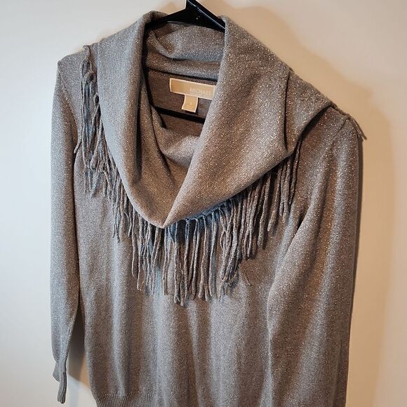 Michael Kors Turtleneck Sweater Long Sleeve Shirt Women's Size Small Silver NICE - Picture 6 of 12